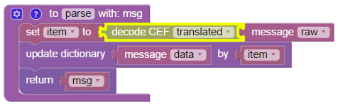 Example of "Decode CEF" block