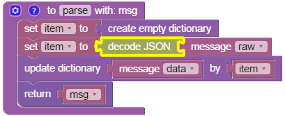 Example of "Decode JSON" block