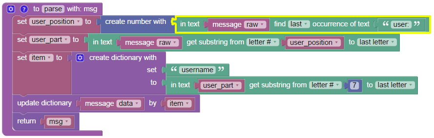 Example of "In text find" block
