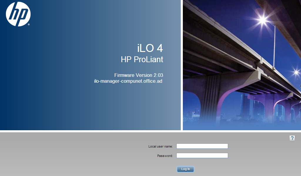 Přihlášení do webové administrace HP iLO
