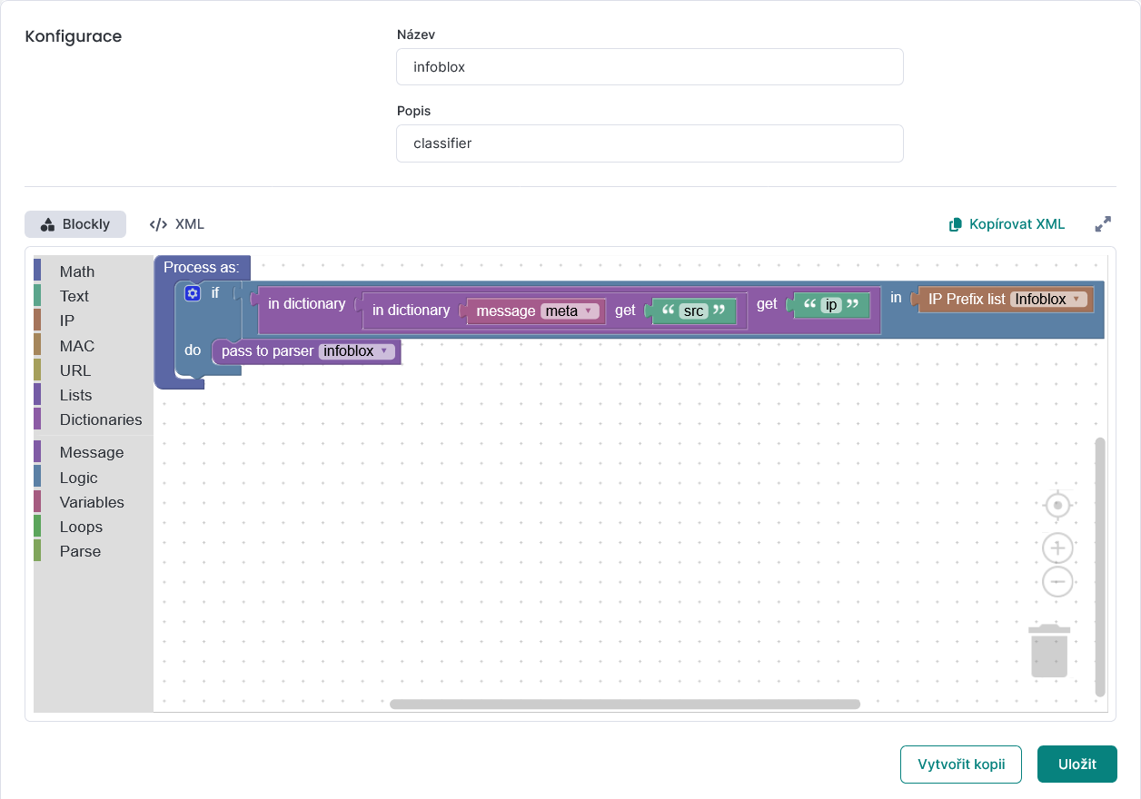 Přidání podmínky do klasifikátoru