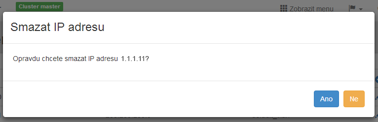 Smazání existující IP adresy