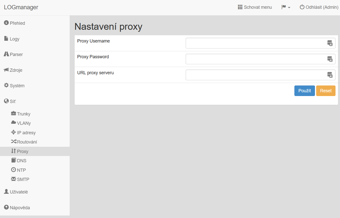 Nastavení proxy serveru