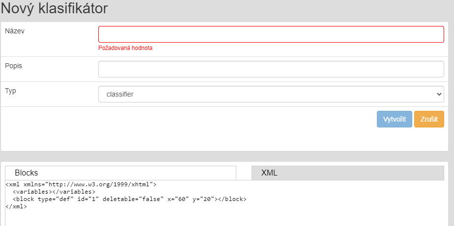 Přidání klasifikace XML