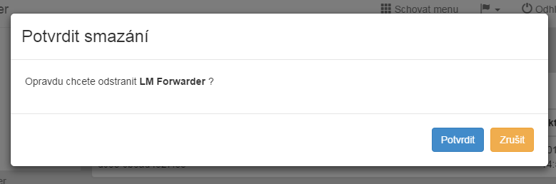 Smazání Forwarderu