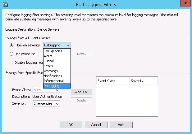 Edit logging filters