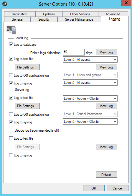 Type of logged information