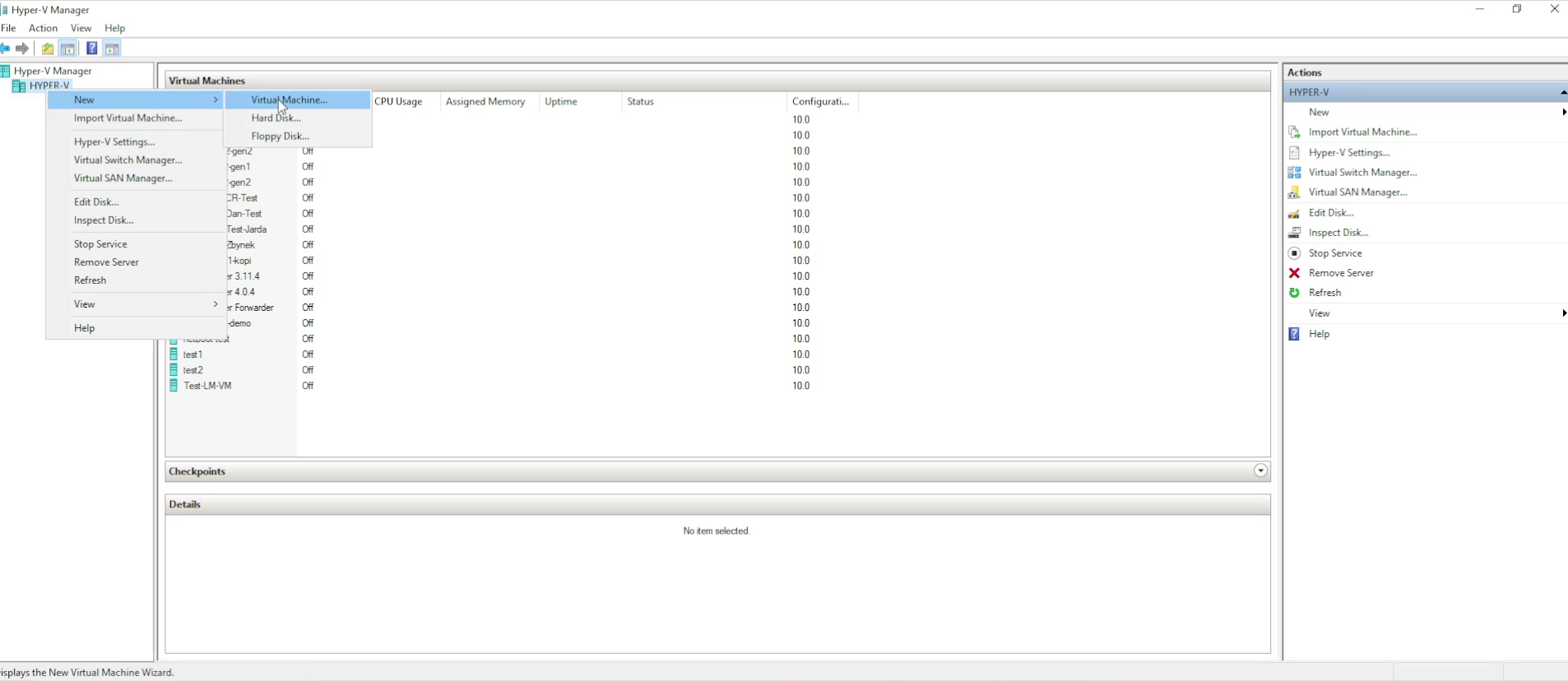 Create a new virtual machine