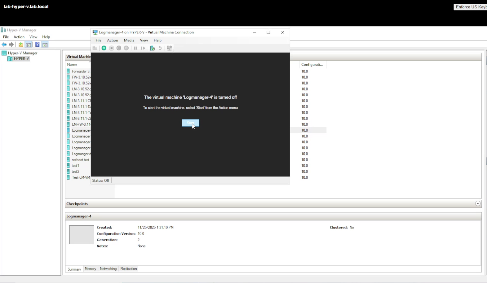 Start the virtual machine