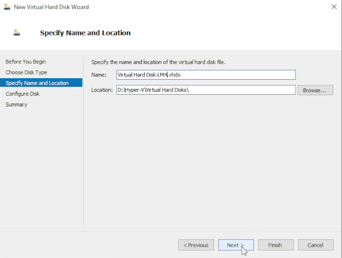 Path to the new disk