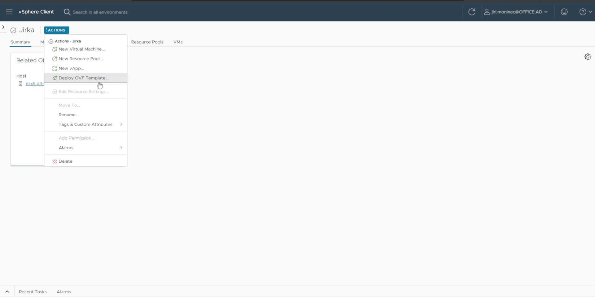 Use Deploy OVF Template action