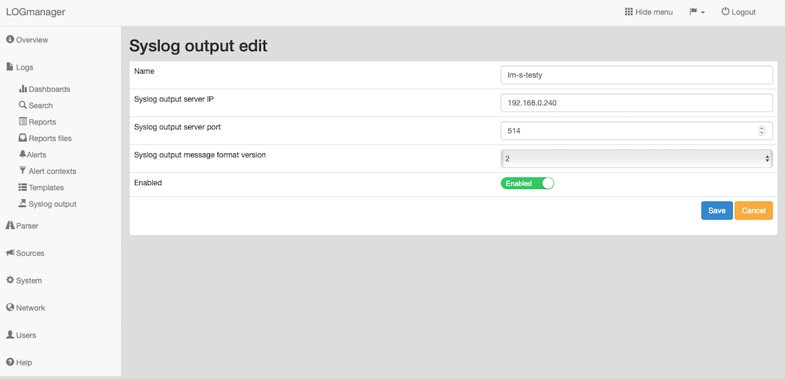 Editing a syslog output