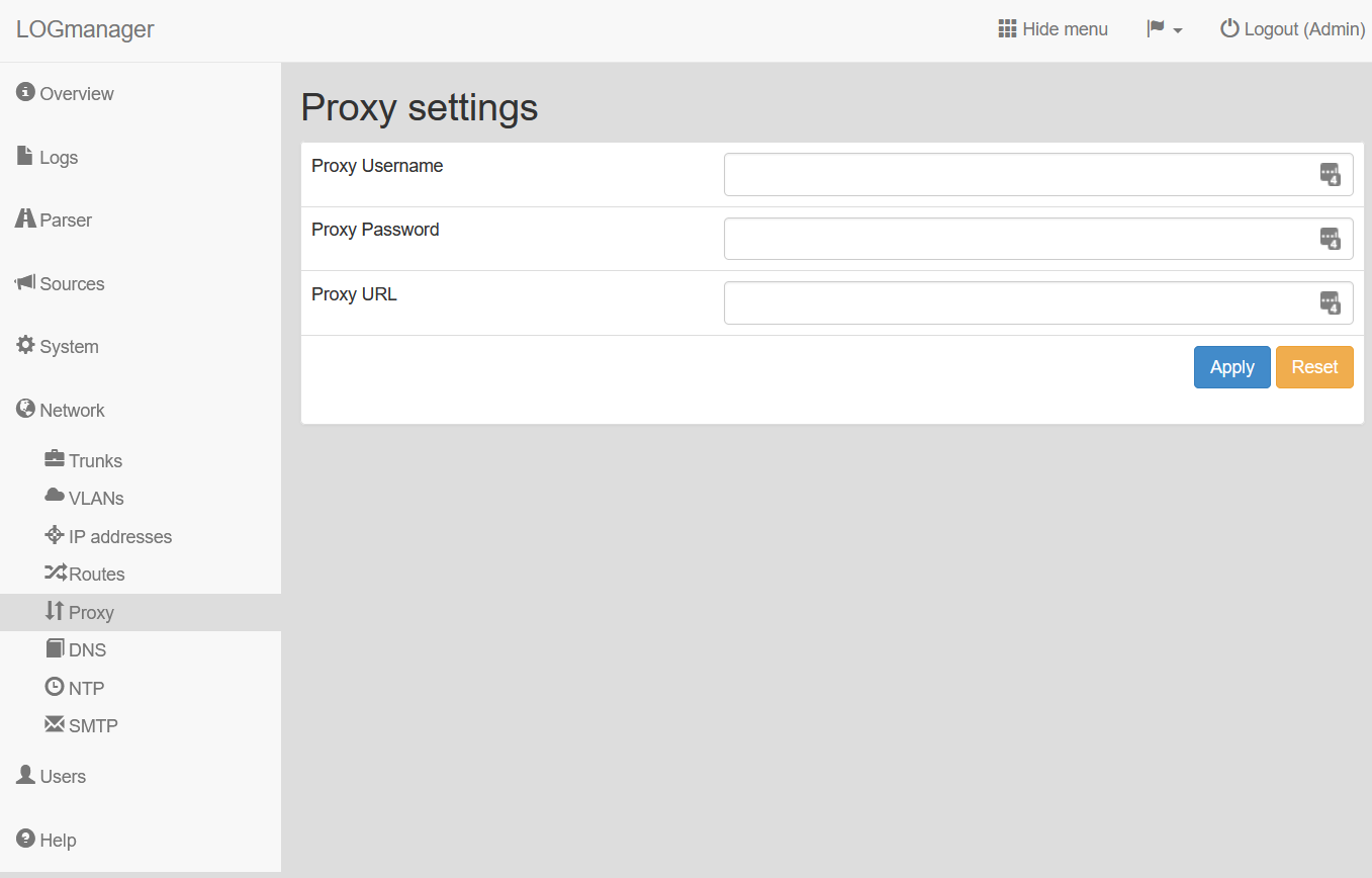 Proxy server settings