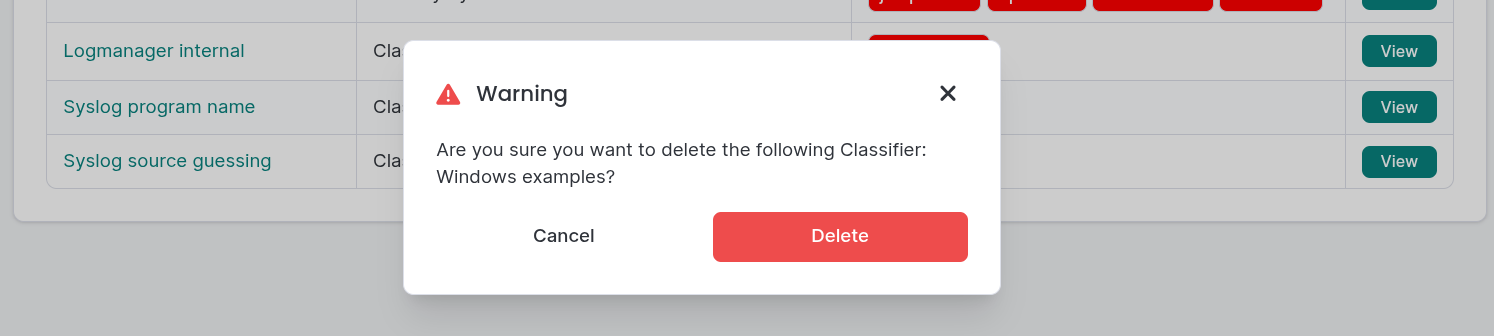 Deleting a classification