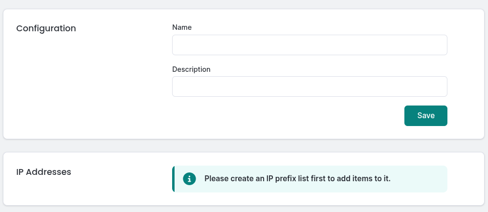 Adding IP prefix list