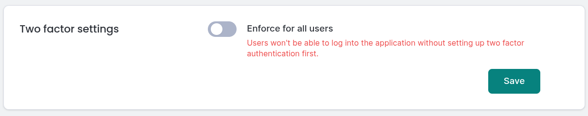 Two-Factor Authentication Settings