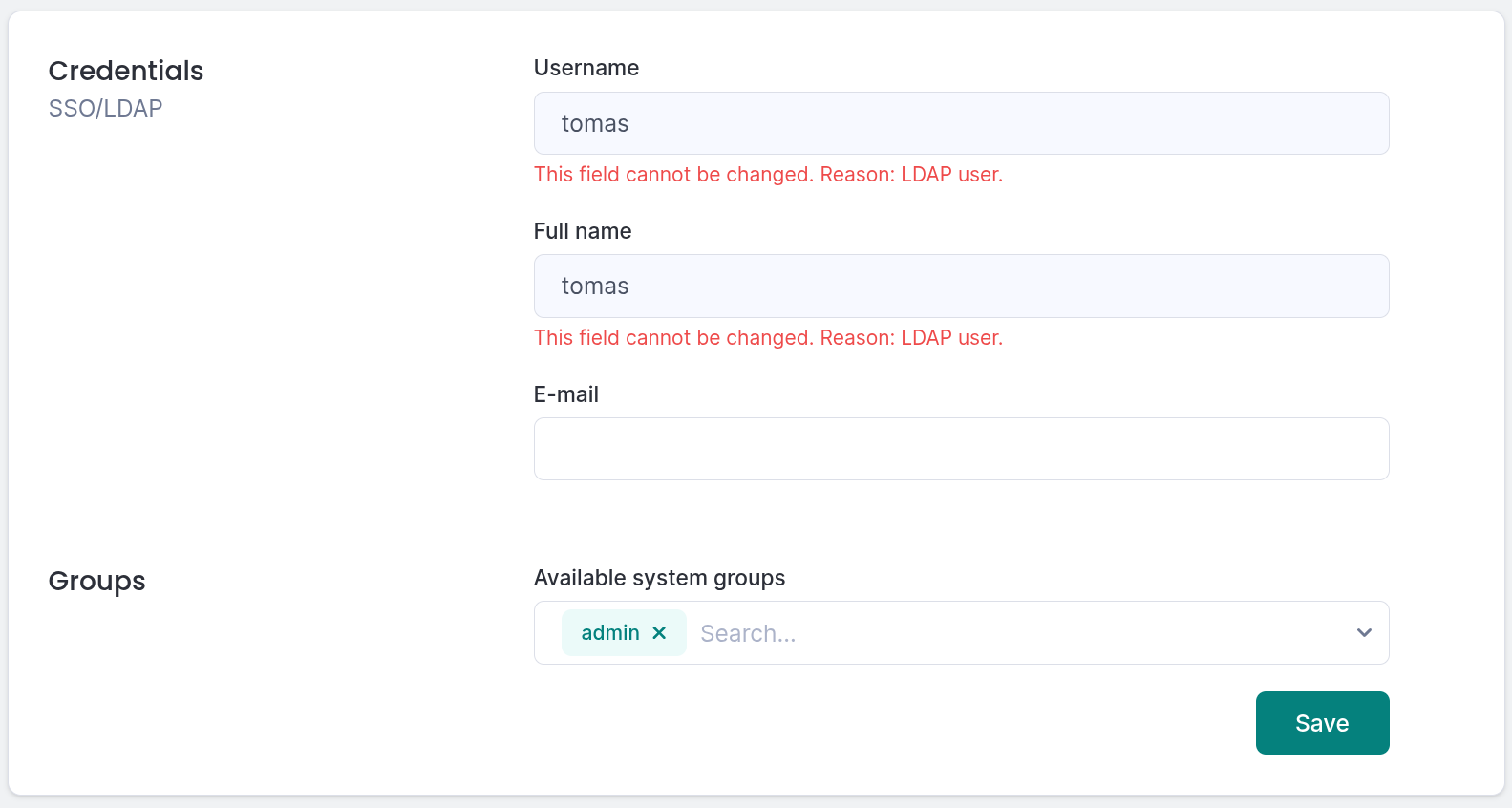 LDAP User Form