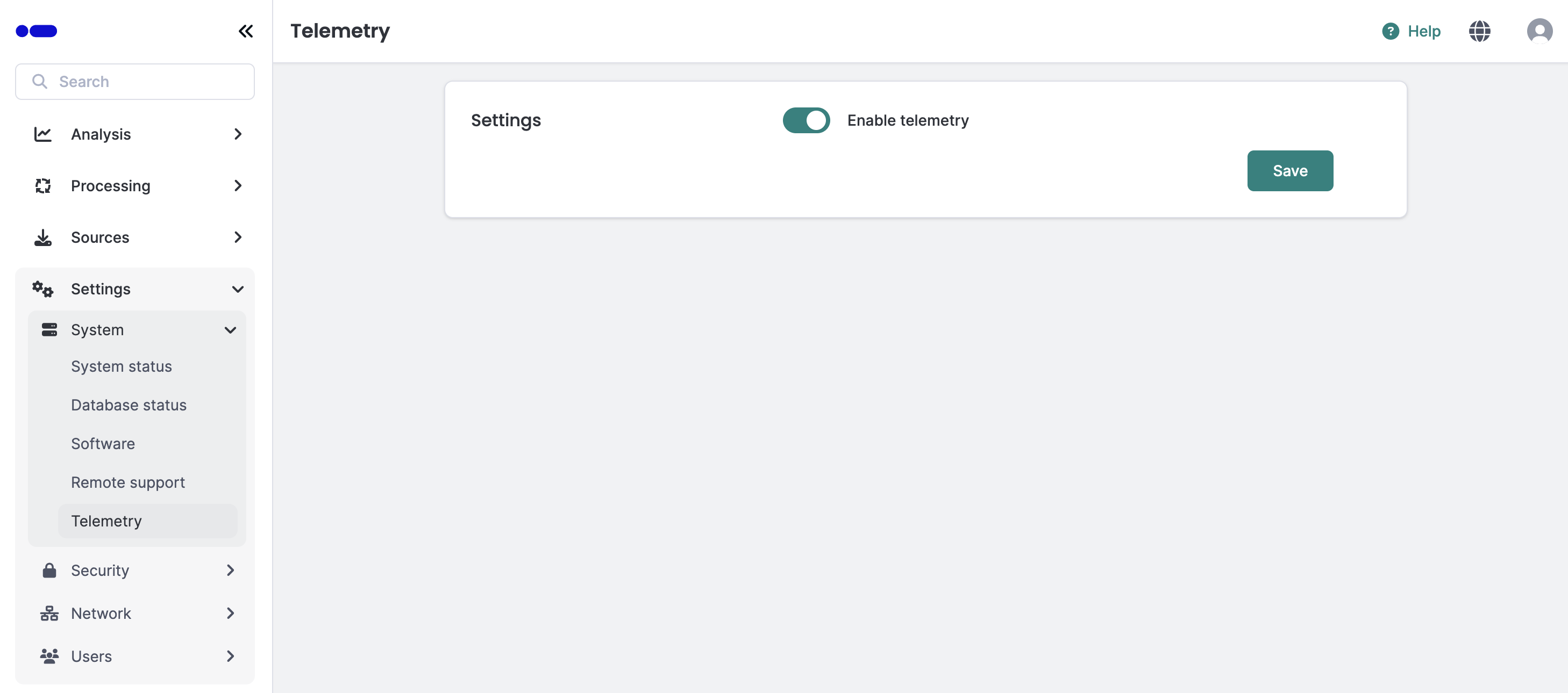 Telemetry settings form