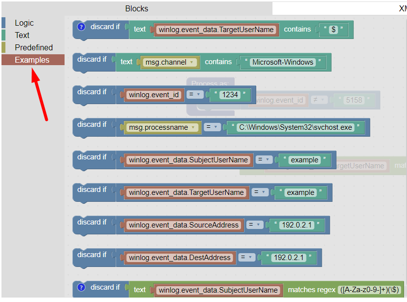 Filtering examples