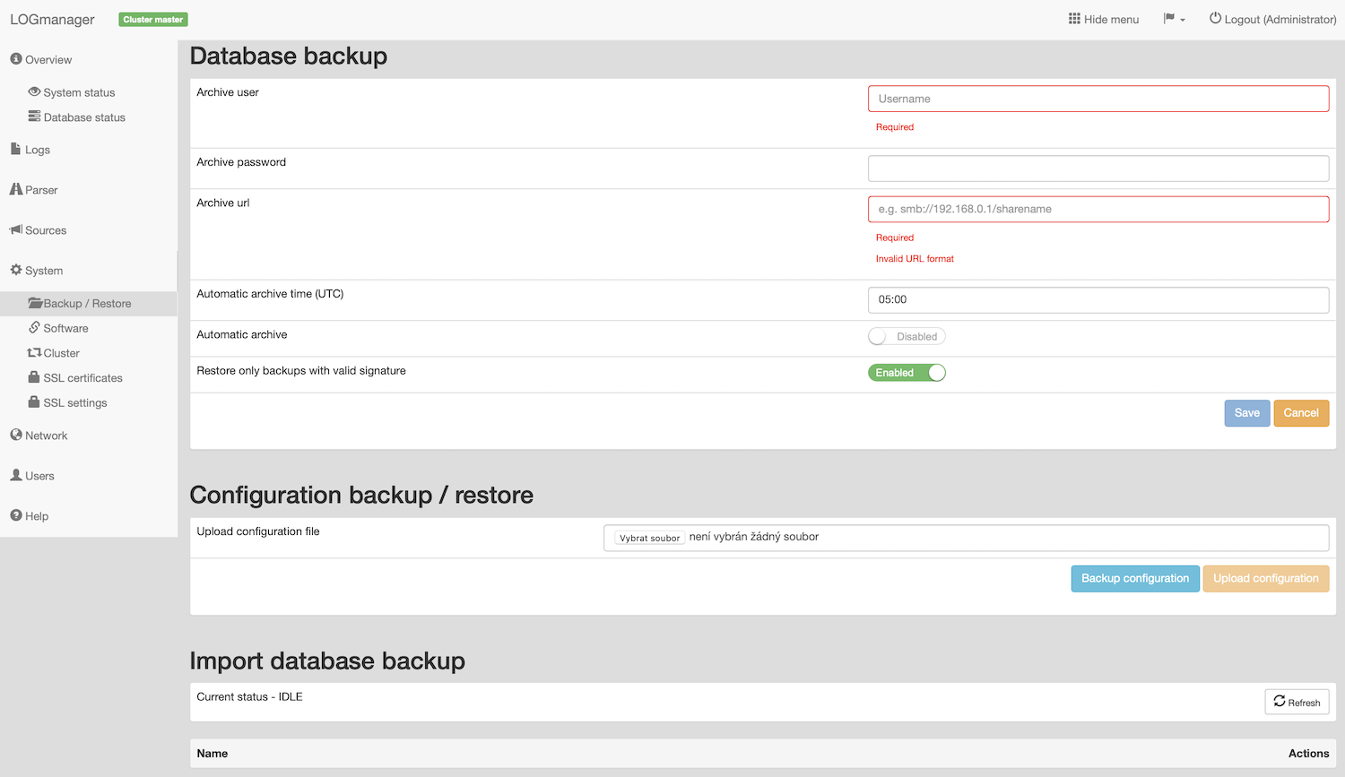 Database backup