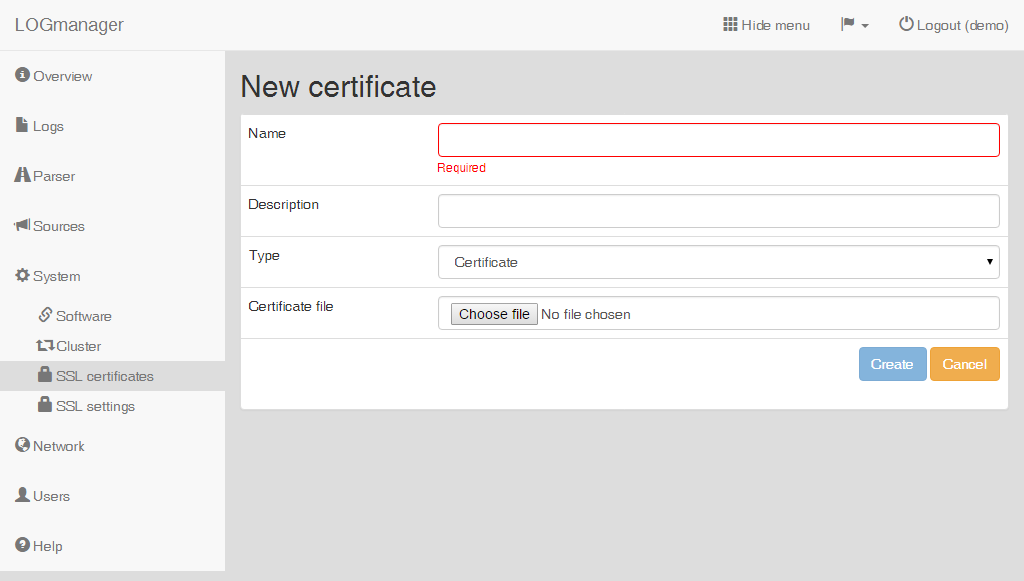 Adding a certificate