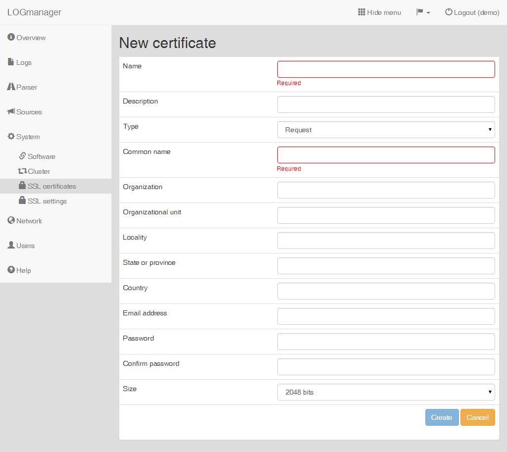 Creating a new CSR request