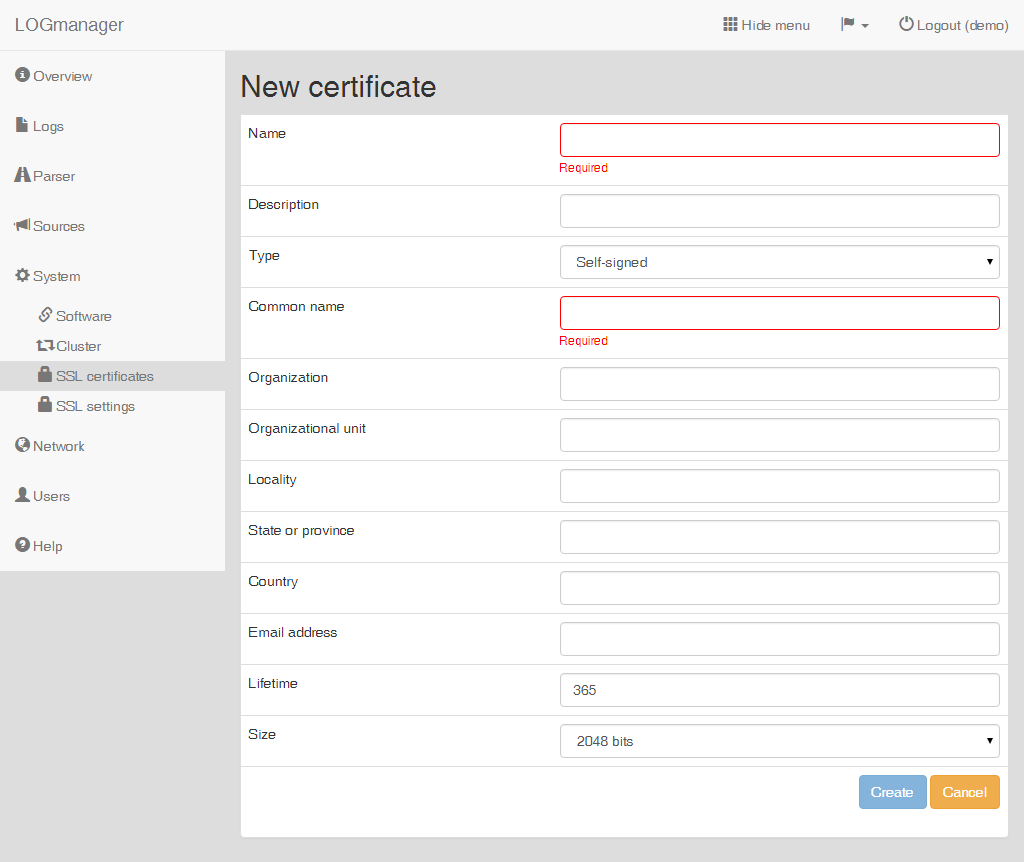 Creating a self-signed certificate